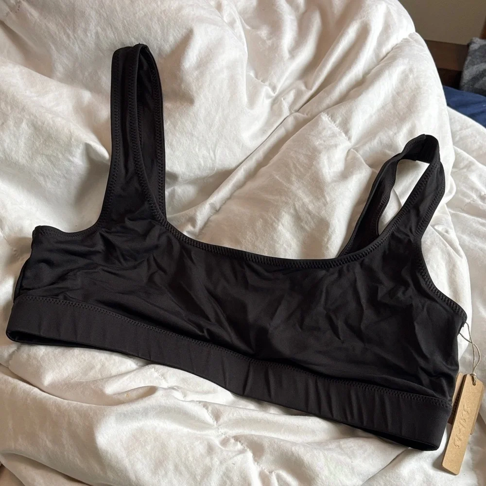 Skims black onyx recycled tank bikini top NWT size XL